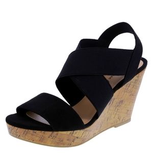 Black Wedge Sandals